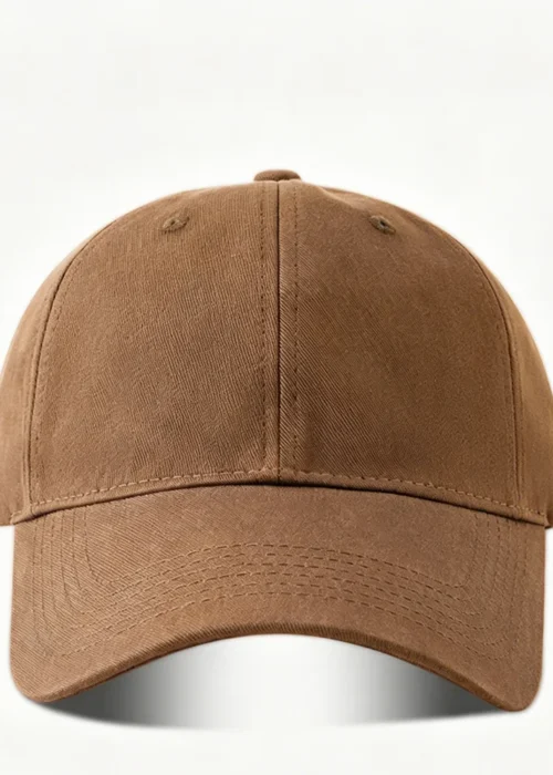 Handmade Classic Cotton Baseball Cap of Various colours -Light Brown - Adjustable Snapback, Solid Color Everyday Hat with Custom Embroidery