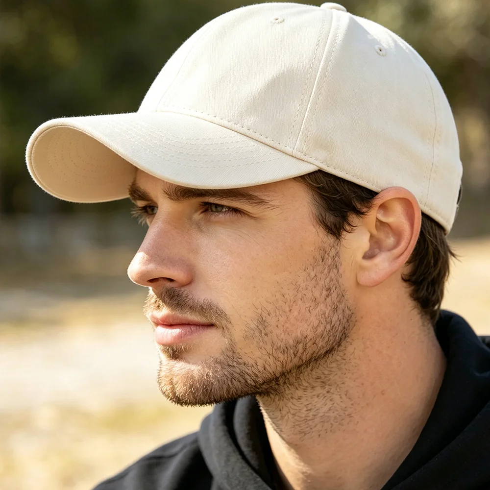 Handmade Classic Cotton Baseball Cap of Various colours -White - Adjustable Snapback, Solid Color Everyday Hat with Custom Embroidery - Image 2